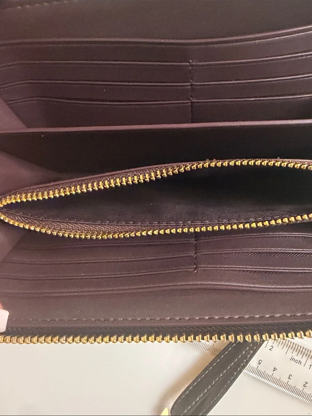 Coach Black Leather Zip Wallet with Gold Logo